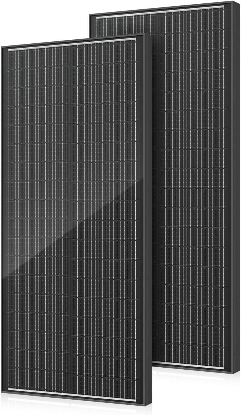 100W Solar Panel, 18BB N-Type 2Pcs 12V/24V 100 Watt Solar Panels