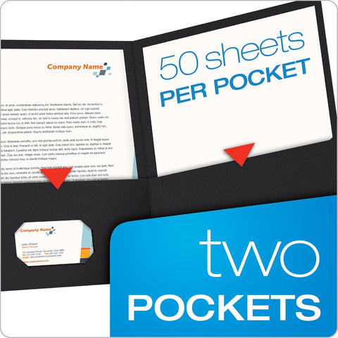 Oxford Twin-Pocket Folders, Textured Paper, Letter Size, Black, Holds 100 Sheets, Box of 25 (57506EE), 8-1/2 x 11
