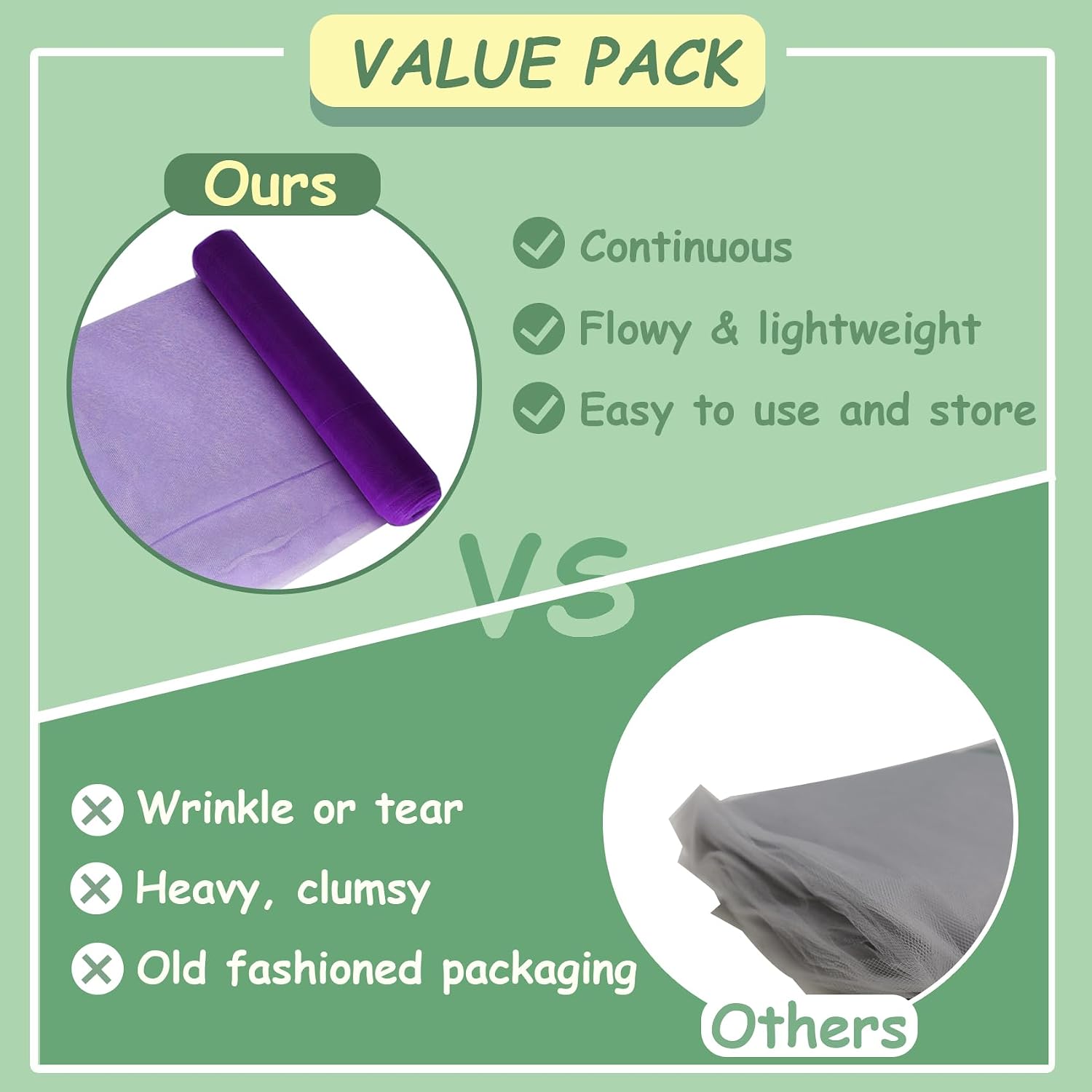 Tulle Fabric Rolls 54 Inch 10 Yards Tulle Ribbon Spool Bolt, Purple