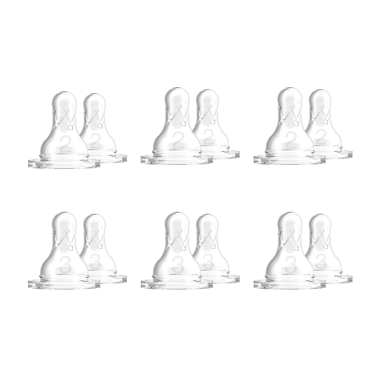 Dr. Brown’s Natural Flow Level 2 & Level 3 Narrow Baby Bottle Silicone Nipples, Medium-Fast Flow, 6m+, 100% Silicone Bottle Nipple, 6 Pack