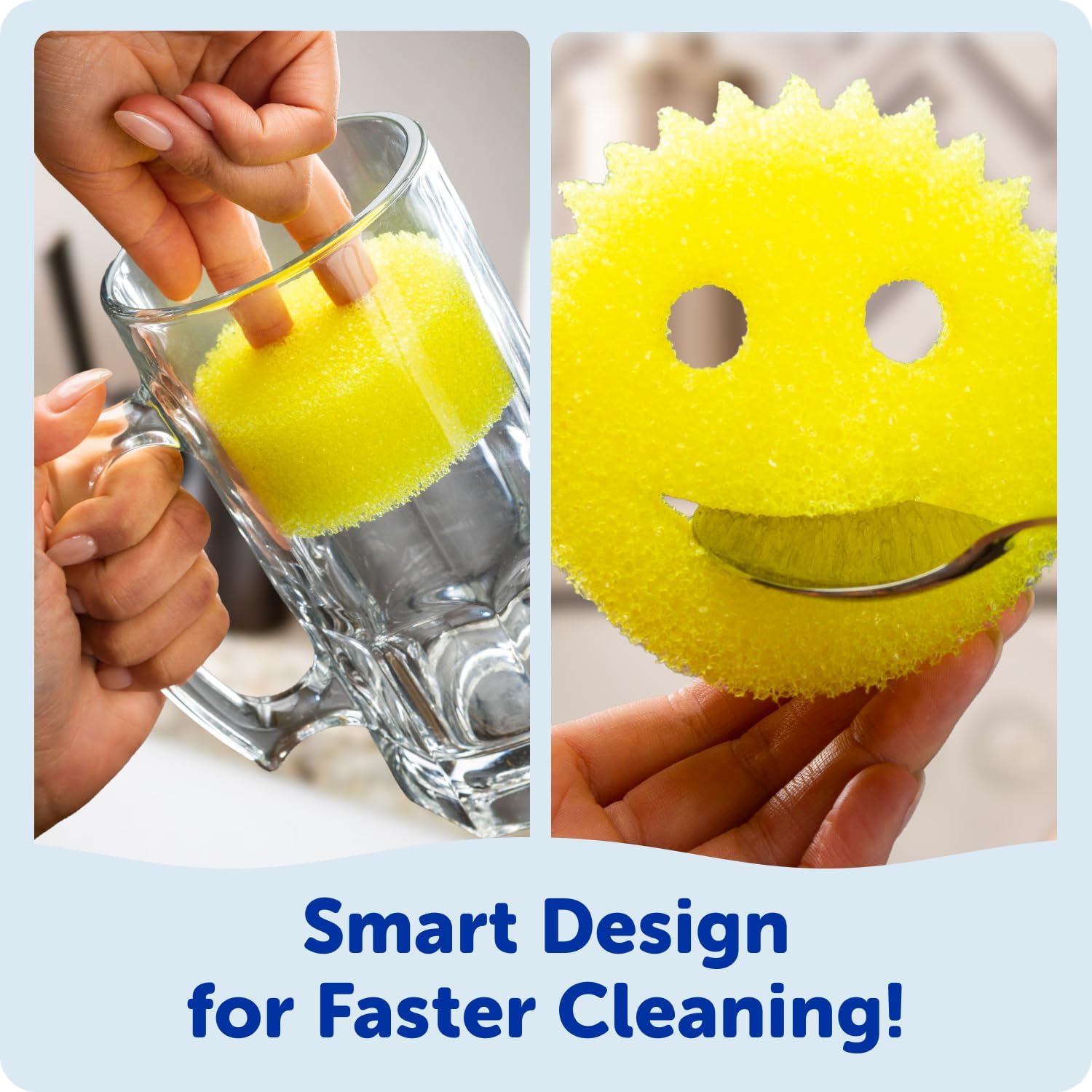 Scrub Daddy Scratch-Free Multipurpose Kitchen Sponges - Bulk Dish Sponges for Kitchen, Bathroom, Household Cleaning & More - Made with BPA-Free Polymer Foam (5 Count)