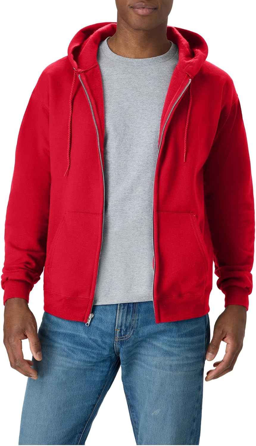 Hanes Men's Zip-up Hoodie, Ecosmart Fleece Full-zip Hoodie for Men, Hooded Sweatshirt