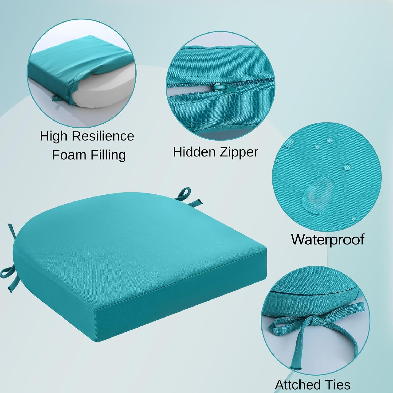 idee-home Outdoor Chair Cushions Set of 4, 19 x 19 Outdoor Seat Cushions