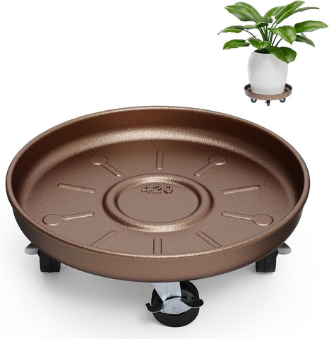 Plant Caddy With Wheels 16" Metal Plant Saucers for Indoors 420 Lb Capacity