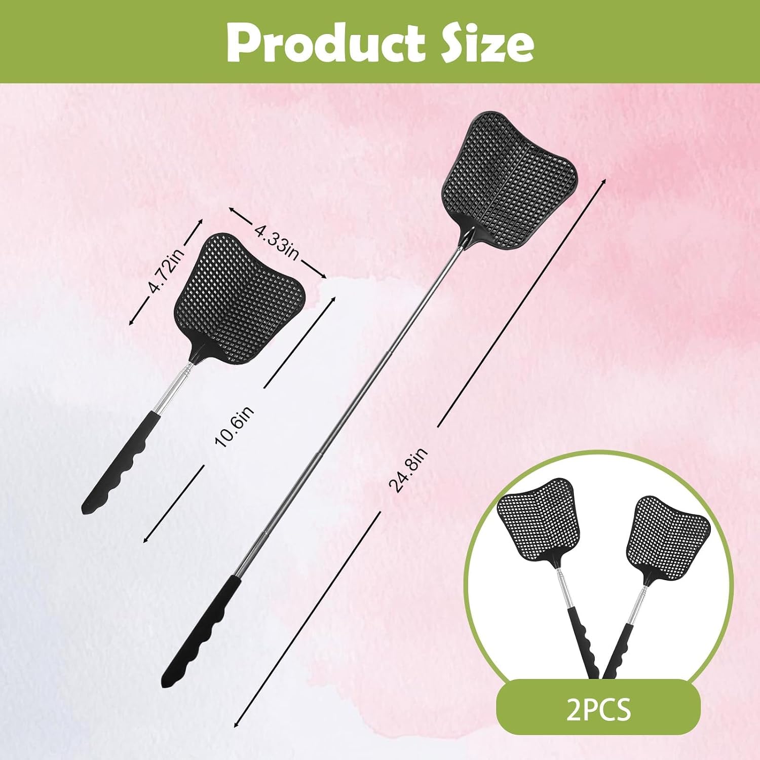CUNCUI Fly Swatter Set of 3, Indoor Outdoor Telescopic Fly Swatters-Black