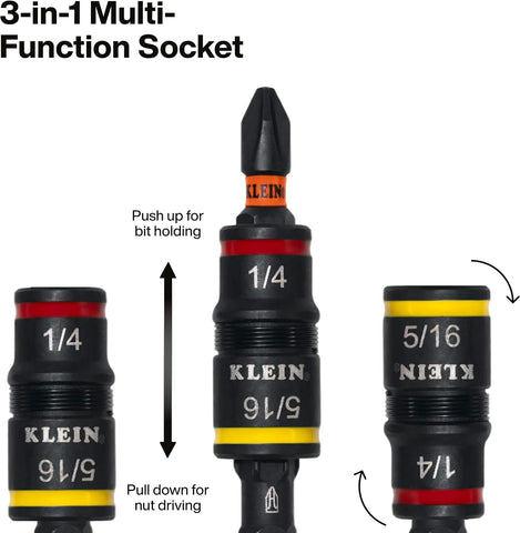 Klein Tools 32303HD Impact Driver Set, 20-in-1 SAE Impact Rated Sockets and Screwdriver Tool with Phillips, Slotted, Square and Torx Tips
