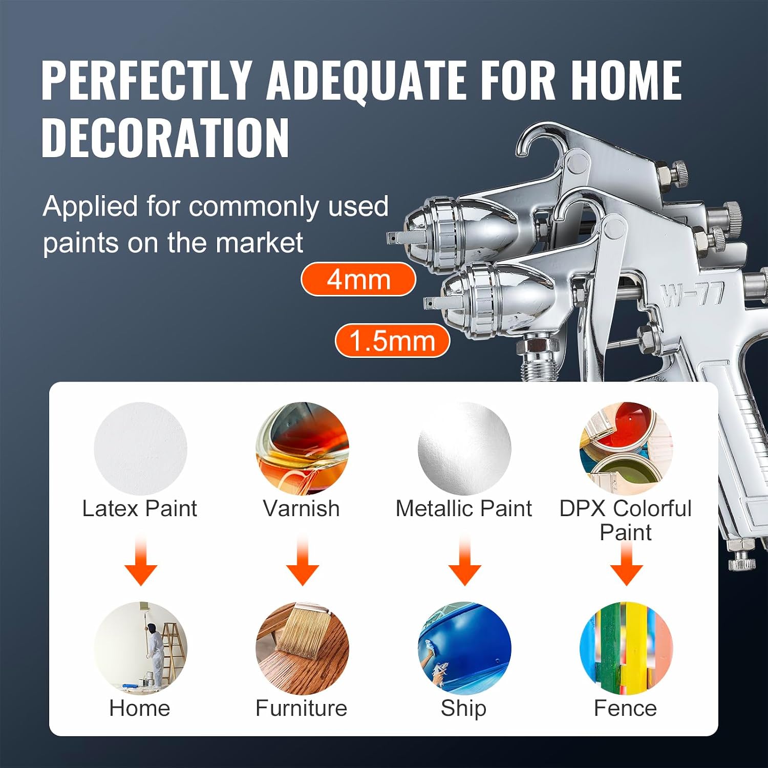 VEVOR Spray Paint Pressure Pot Tank, 10L/2.5gal Air Paint Pressure Pot, 1.5mm+4mm Two Nozzles Two Spray Paint Guns for Industry Home Decor Architecture Construction Automotive Painting, 60PSI Max