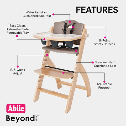 Abiie Beyond Junior Convertible Wooden High Chair with Removable Tray