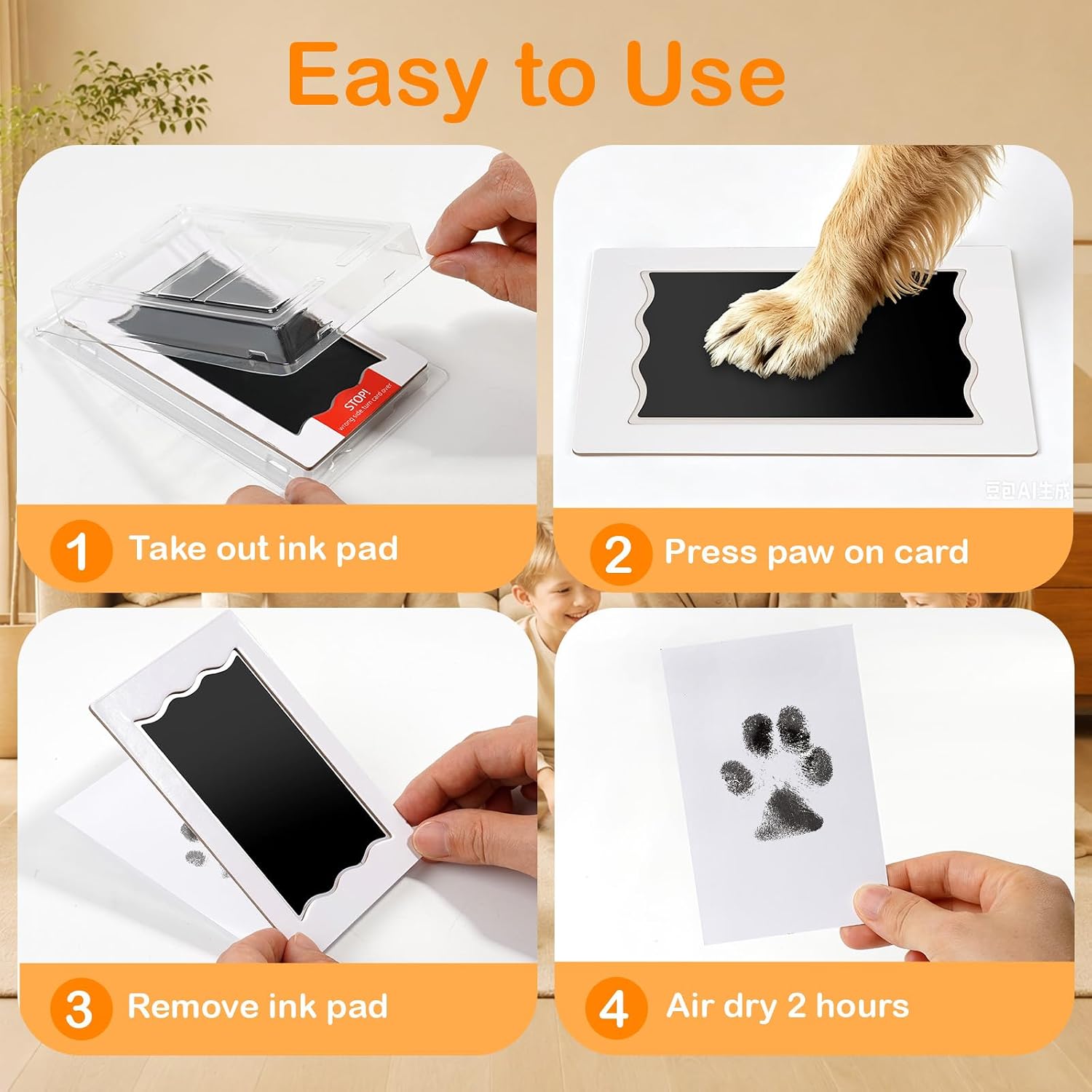 Nabance Inkless Paw Print Kit for Dogs Cat, Mess-Free Pet Paw & Nose Print