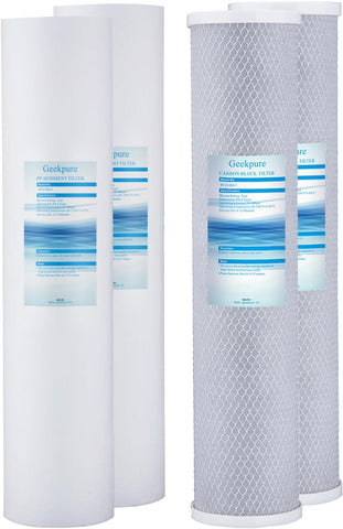 Geekpure 20 Inch Whole House PP and Carbon Filters-4.5 x 20 Inch-5 Micron