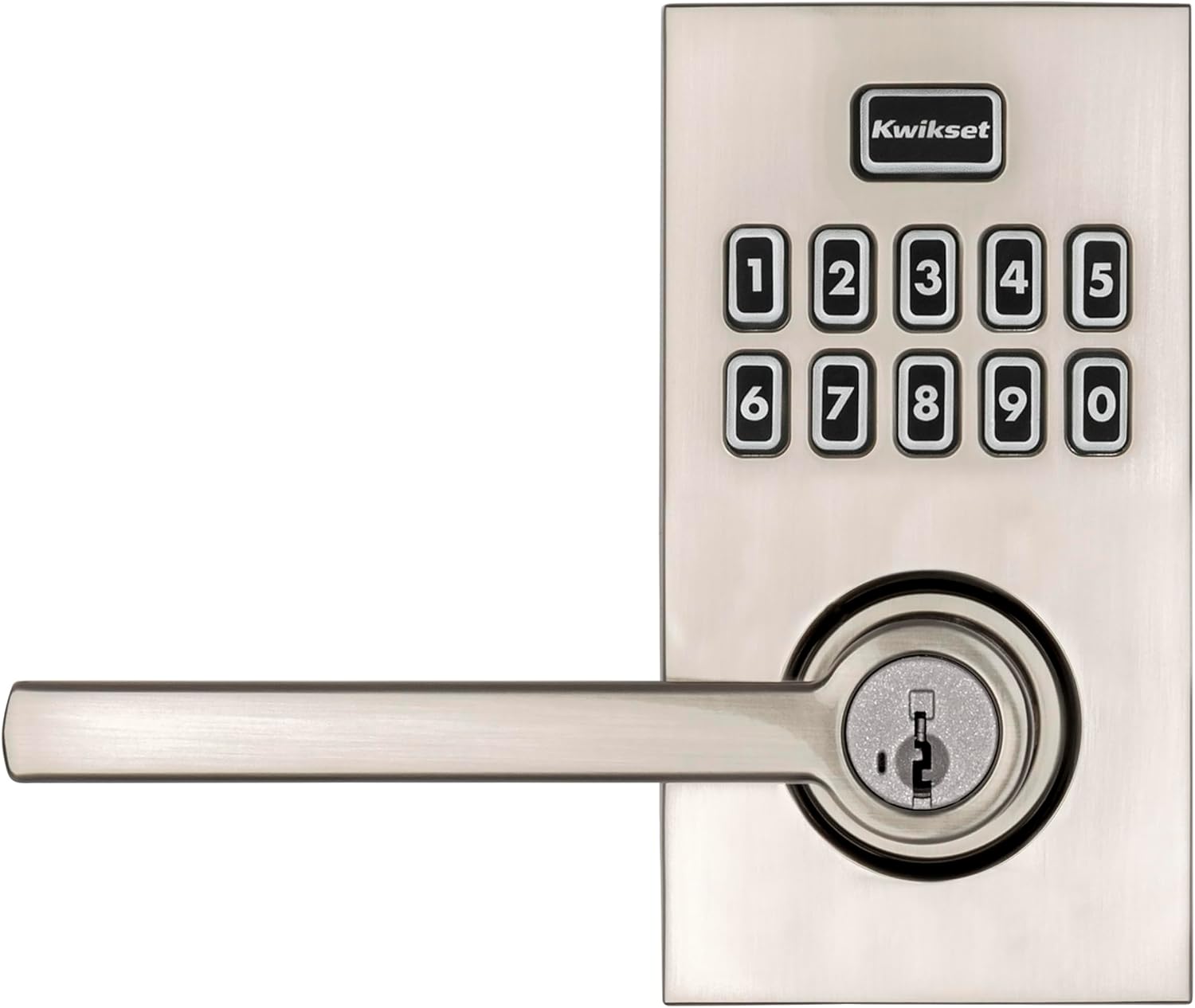 Kwikset 917HFL-15S Smartcode Keypad Electronic with Halifax Lever SmartKey with 6AL Latch and RCS Strike Satin Nickel Finish