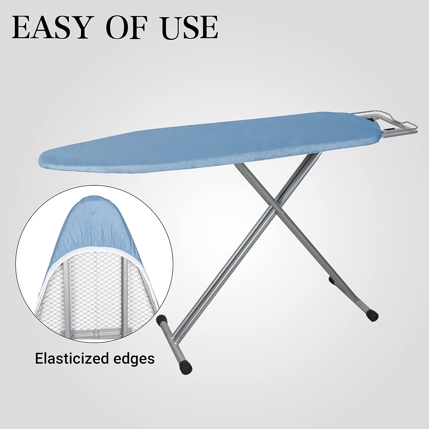 ZOES HOMEWARE Ironing Board Cover and Pad | 100% Cotton Cover with Padding Standard Size with Aluminum Coating | Heat-Reflective Ironing Board with Elastic Edges Set | 54"x15" Blue