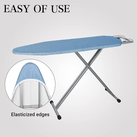 ZOES HOMEWARE Ironing Board Cover and Pad | 100% Cotton Cover with Padding Standard Size with Aluminum Coating | Heat-Reflective Ironing Board with Elastic Edges Set | 54"x15" Blue