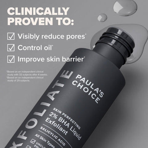 Paula's Choice Skin Perfecting 2% BHA Liquid Salicylic Acid Exfoliant Duo, Gentle Exfoliator for Blackheads, Large Pores, Wrinkles & Fine Lines, Includes 1 Full Size Bottle & 1 Travel Size Bottle