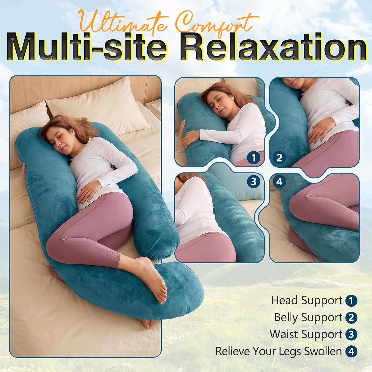 60 Inch Pregnancy Pillow for Sleeping (Royal Blue)
