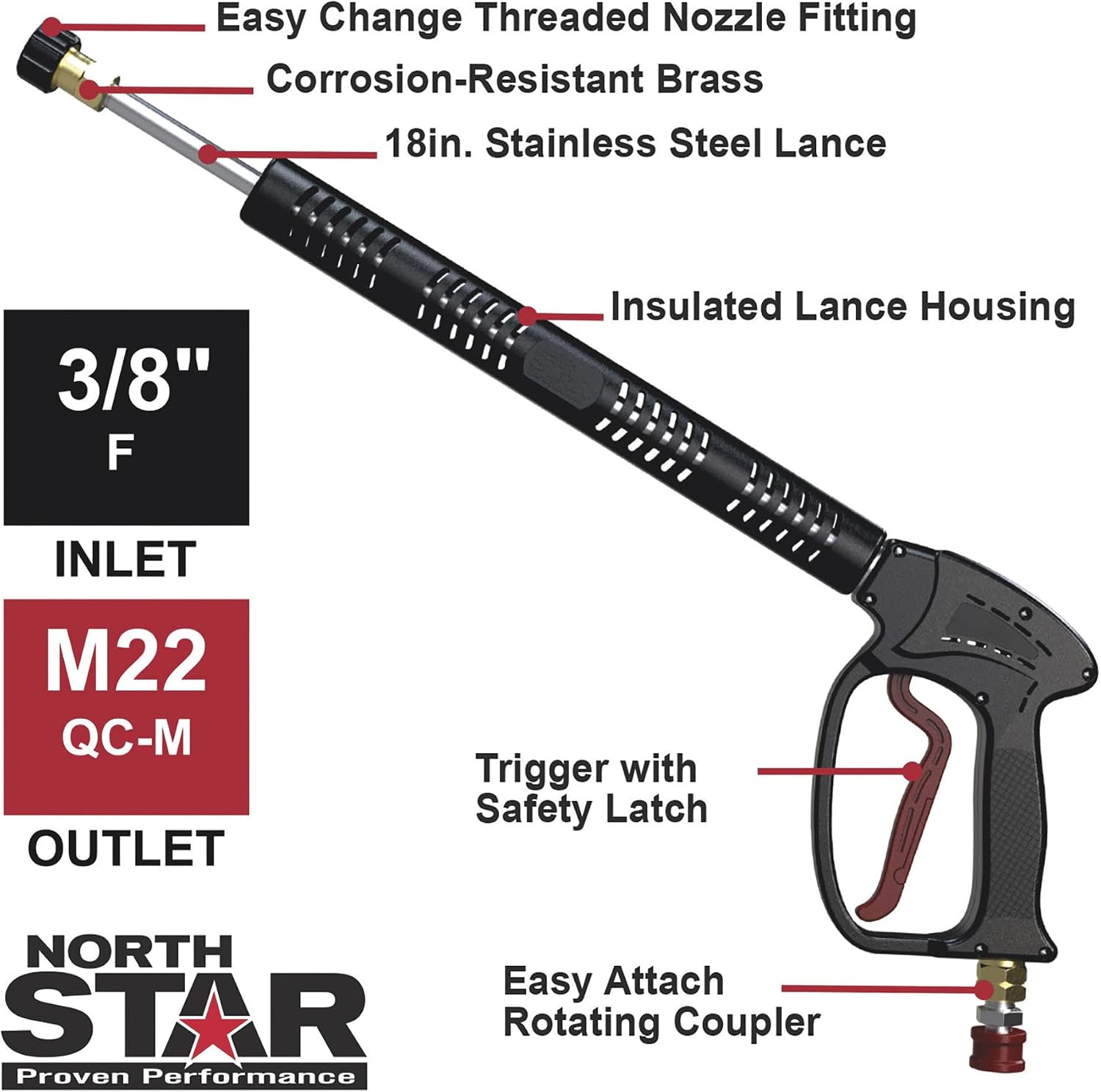 NorthStar Hot Water Pressure Washer, 5000 PSI, 10.5 GPM