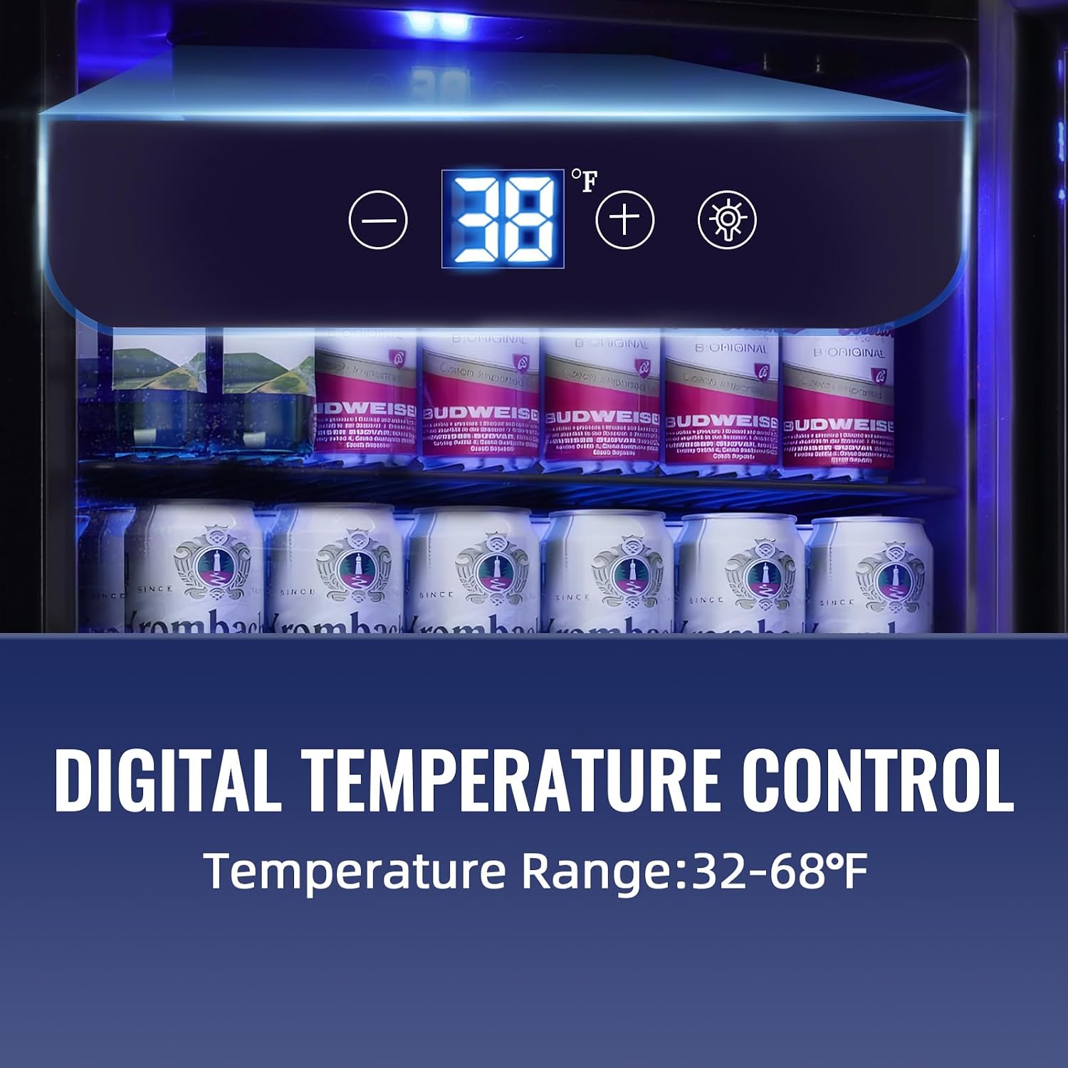 3.5 Cu.ft Beverage Refrigerator Cooler with 125 Can, Mini Fridge with LED Light for Soda Beer or Cans Beverage Temp Digital Display Adjustable Shelves Suit for Home, Office, Dorm