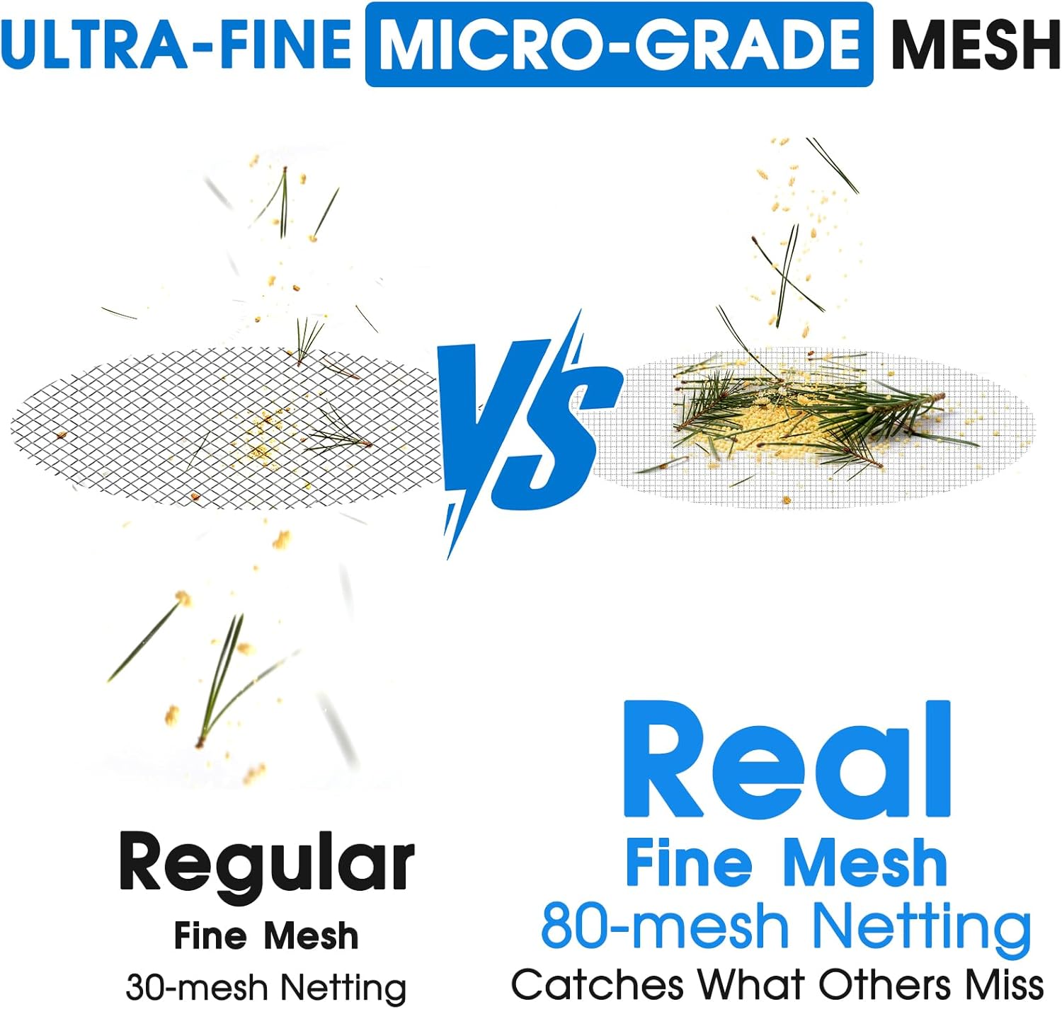 TidyMister 14'' Ultra Fine Mesh Pool Skimmer Net Rake for Sand Silt Pollen Debris - Super Extra Fine Nylon Cleaning Pool Net for Above Ground & In-ground Swimming Pools