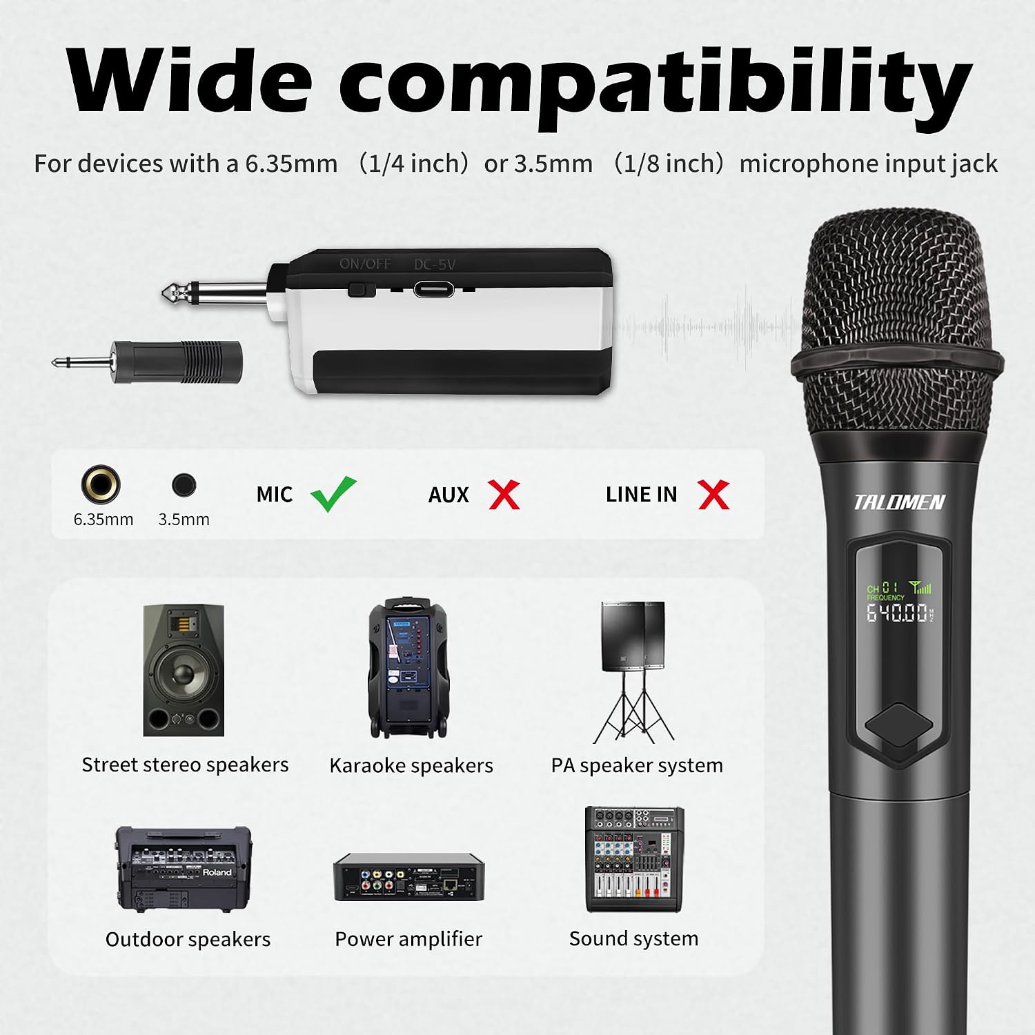 talomen Wireless Microphones, Professional Dual Karaoke Microphone for Singing, Handheld Cordless Dynamic Mic System with Rechargeable Receiver(160 Ft) for Wedding, DJ, Speech, Church, Party, K602-BW
