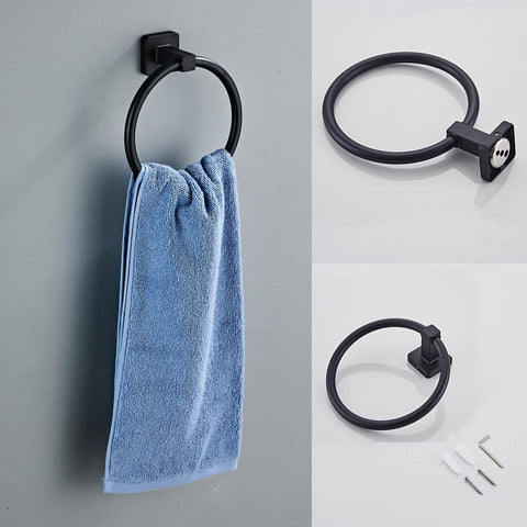 Matte Black Bathroom Hardware Set 8 Pieces,Towel Bar Set Stainless Steel Wall Mounted, Includes 23.6In Hand Towel Bar, Towel Ring, Robe Towel Hooks,Toilet Paper Holder, Bathroom Towel Rack Set