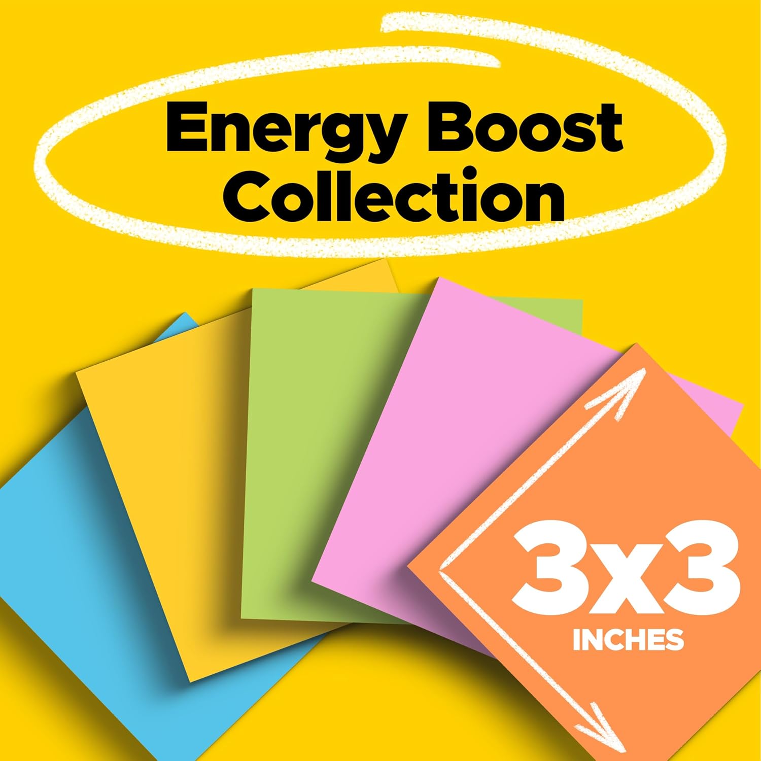 Post-it Super Sticky Notes, 3 x 3 in, Neon Fizz, 6 Pads, 70 Sheets/Pad