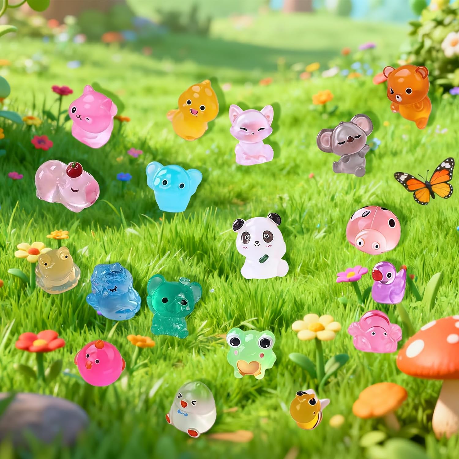 Mini Glow In The Dark Animal Resin Models, Resin Animals Mystery Bags, Individually Wrapped Blind Bags Tiny Animal Figurines, Collectible Mini Animals For Fairy Garden, DIY Crafts (50, animals)