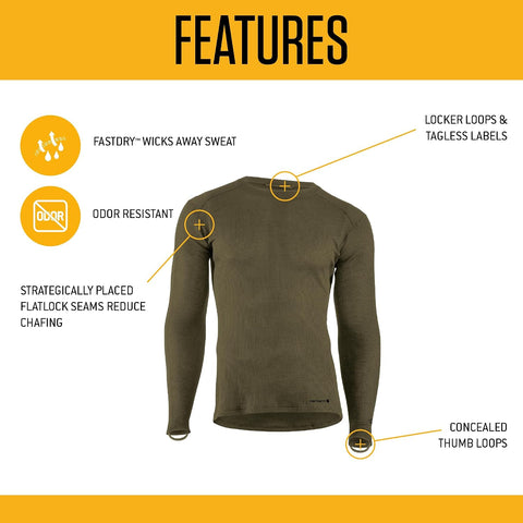 Carhartt Men's Force Midweight Waffle Base Layer Crewneck Top