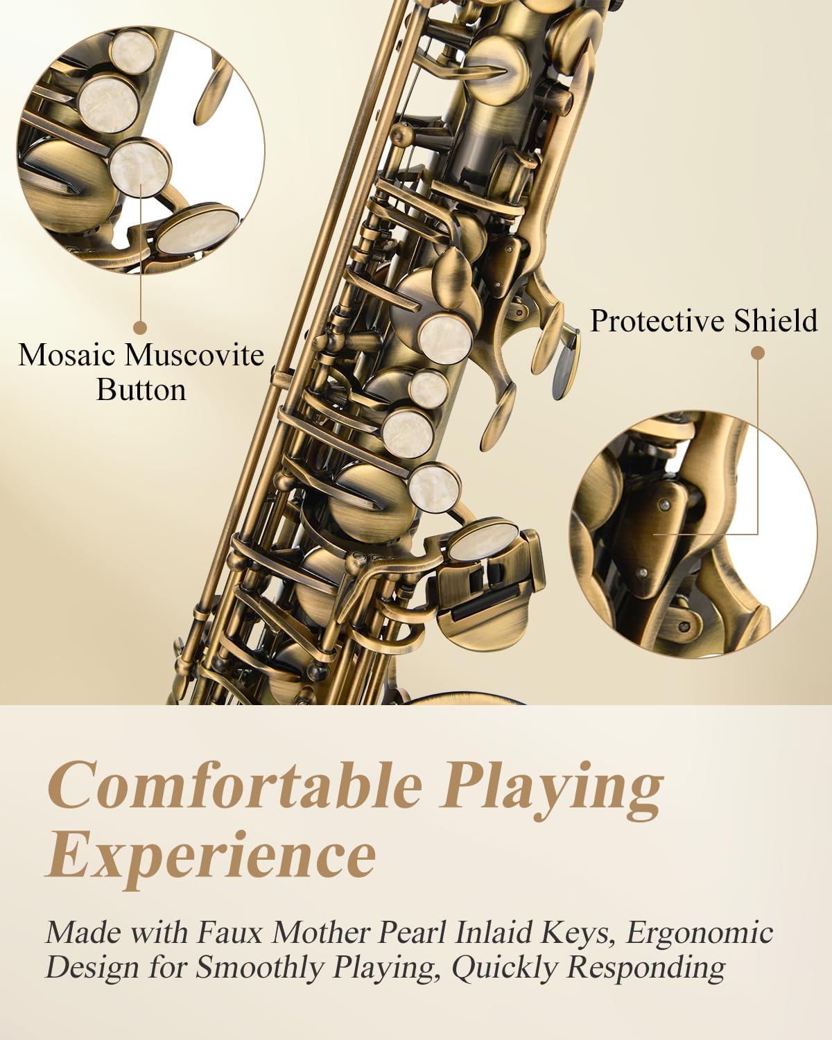 Eastar Alto Saxophone Beginner E Flat, Vintage Bronze Full Kit, AS-II-Ab