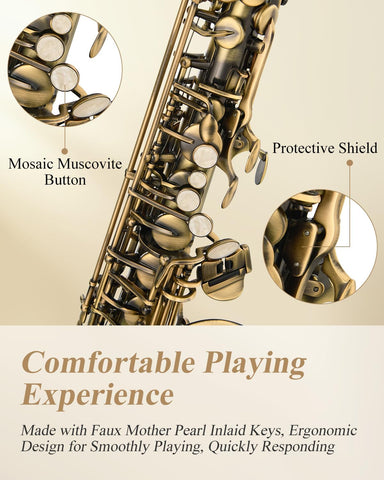 Eastar Alto Saxophone Beginner E Flat, Vintage Bronze Full Kit, AS-II-Ab