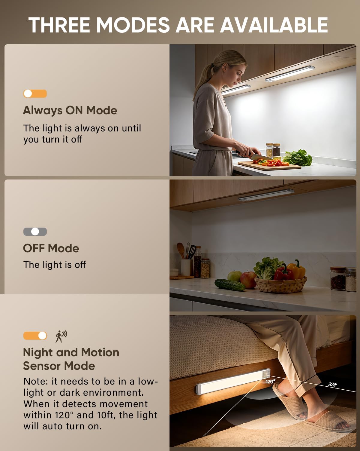 MCGOR 14.7inch Under Cabinet Lighting, Wireless Motion Sensor Light,5 Pack