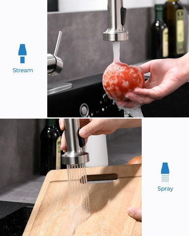 VFAUOSIT Kitchen Faucet with Pull Down Sprayer, Spring Brushed Nickel