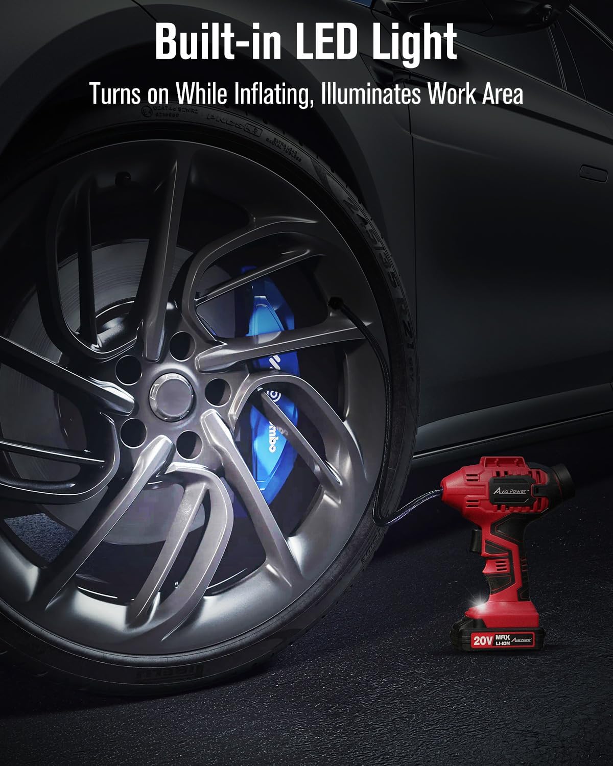 AVID POWER Cordless Tire Inflator Portable Air Compressor 20V Battery Pump