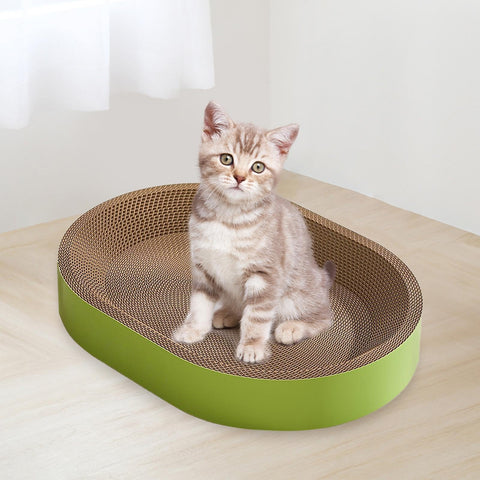 Baoblaze Cat Scratcher Cardboard Scratch Pad Nest Playing Rest Bowl for Small Medium Large Cats Furniture Protector Scratching Board, M Green