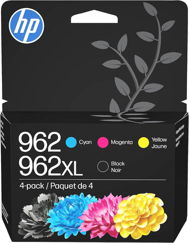 HP Original 962 Cyan, Magenta, Yellow / 962XL Black Ink Cartridges (4-Pack) | Works OfficeJet 9010 Series, OfficeJet Pro 9010, 9020 Series | Eligible for Instant Ink | 3JB34AN