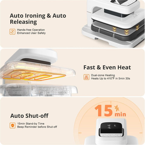 HTVRONT Auto Heat Press 2 - Adjustable Pressure Heat Press Machine 15X15