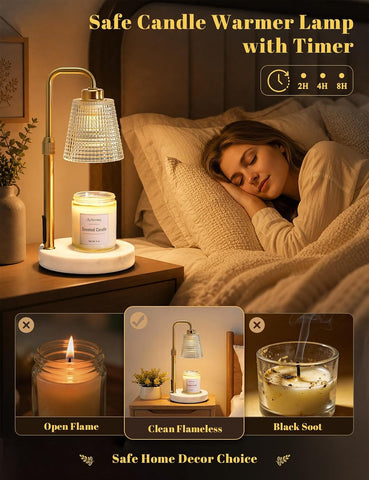 Marble Candle Warmer Lamp with Timer, Birthday Gifts for Women, Room Decor