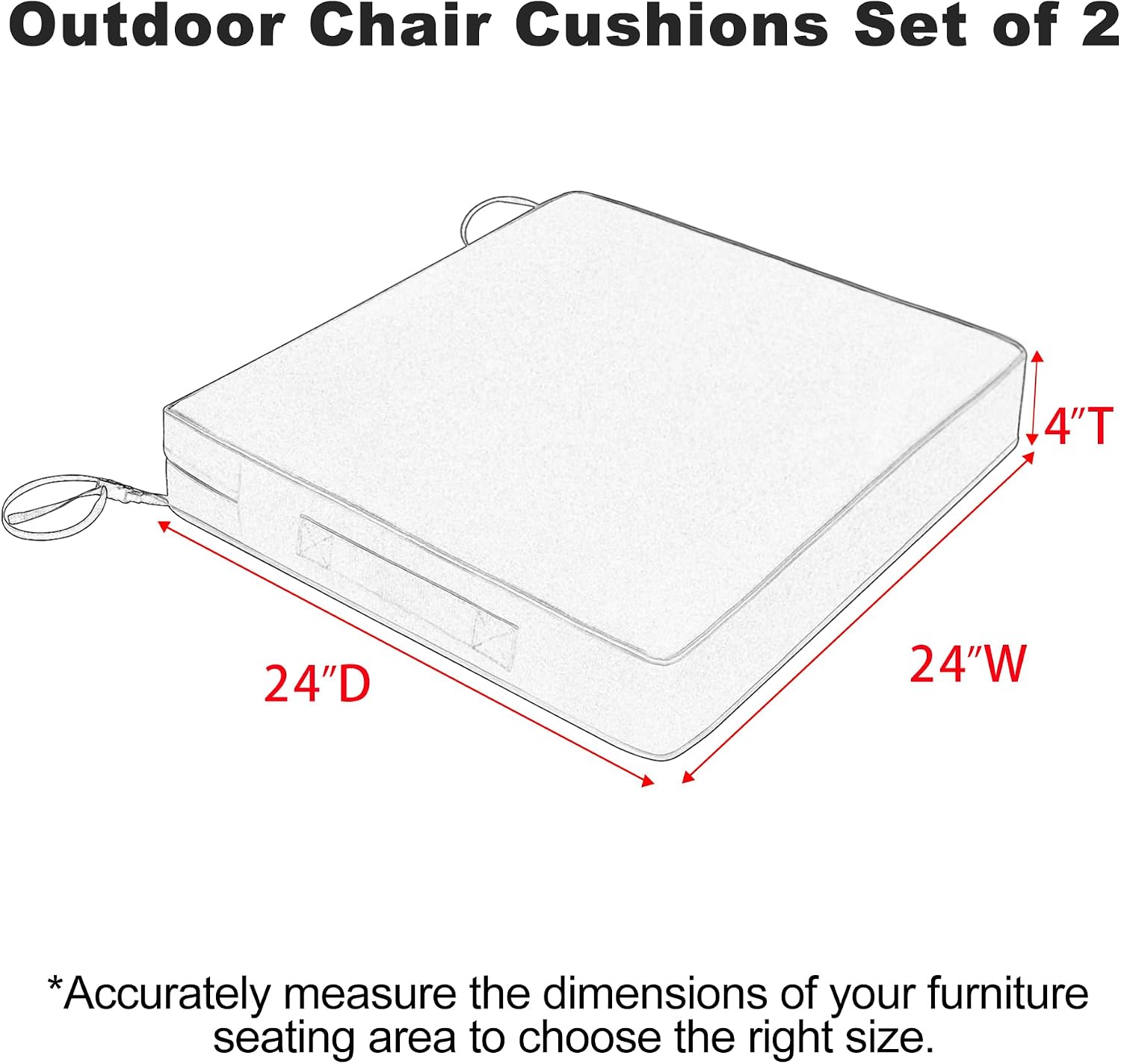 Favoyard Patio Chair Cushions 24 x 24 x 4 Inch Waterproof Outdoor Seat