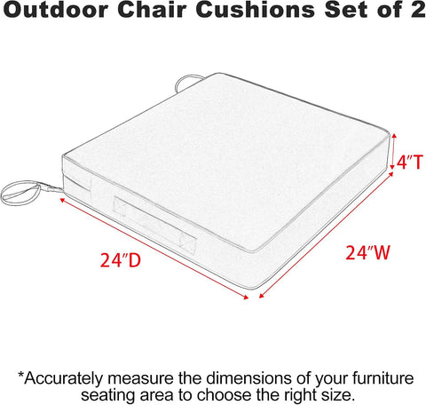 Favoyard Patio Chair Cushions 24 x 24 x 4 Inch Waterproof Outdoor Seat