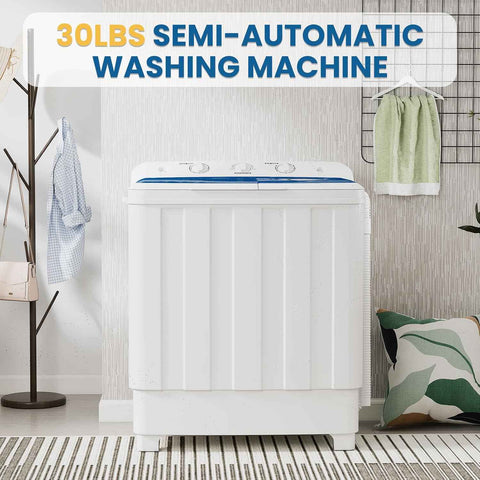 Zynkez Portable Washing Machine, 30Lbs Twin Tub Washer and Dryer Combo with Built-in Drain Pump, 18Lbs Washer & 12Lbs Spinner, Semi-Automatic Washer and Spinner Combo for Apartments, RVs, Dorms