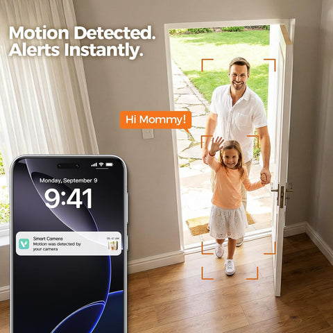 ZEEPORTE 2K Indoor Cameras for Home Security - Baby Monitor and Dog Pet Camera with Motion Detection, Night Vision, 2-Way Audio, Siren, Wired Security Camera (2-Pack)