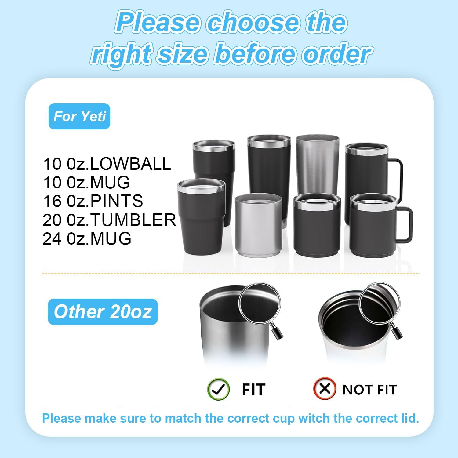 4 Pack 20 oz Tumbler Lids for YETI, Magnetic Slider Replacement Lids for YETI 20 oz Tumbler, 10/24 oz Mug and 10 oz Lowball, Travel Spill Proof Cup Lids Covers with Magnetic Slider Switch, BPA Free