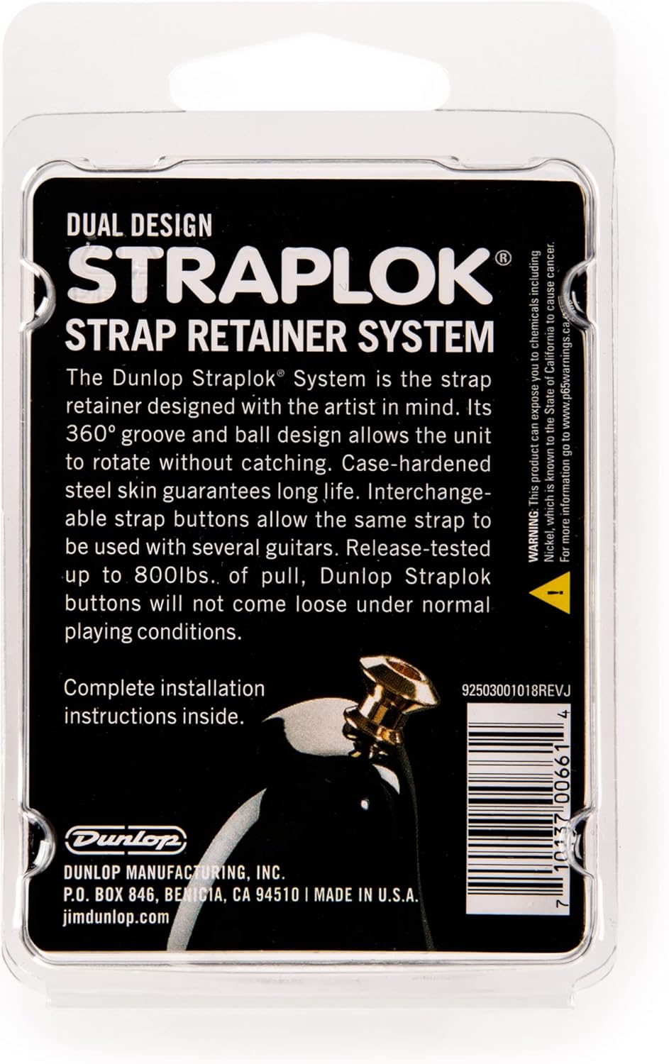 Jim Dunlop Straplok® Strap Retainers Dual Design - Nickel