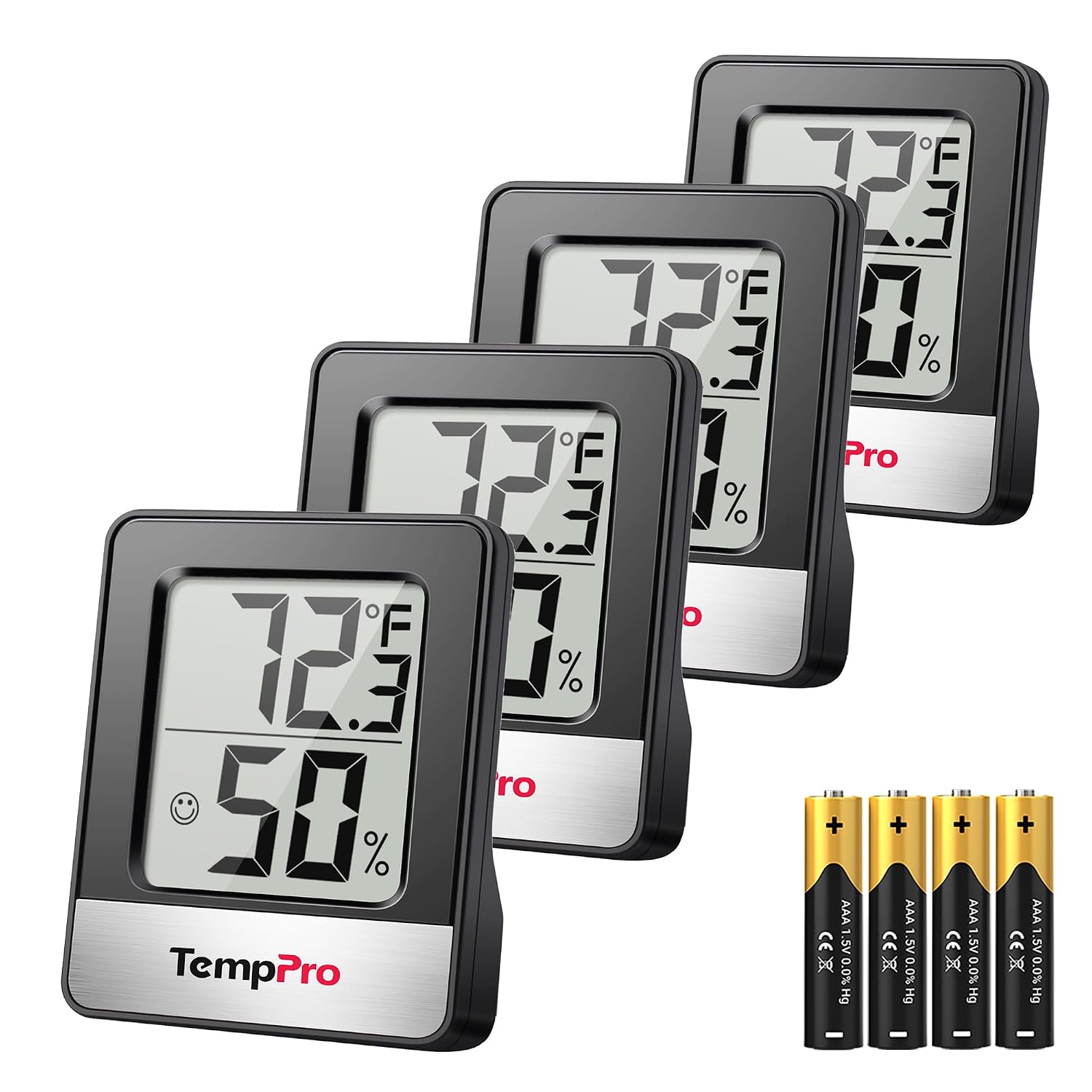 TempPro TP49 4 Pack Digital Hygrometer Indoor Thermometer