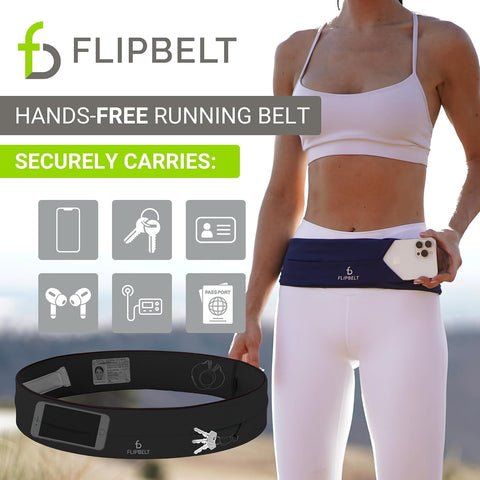 FlipBelt Classic Running Belt, Phone Holder for Running, Money Belt Pouch