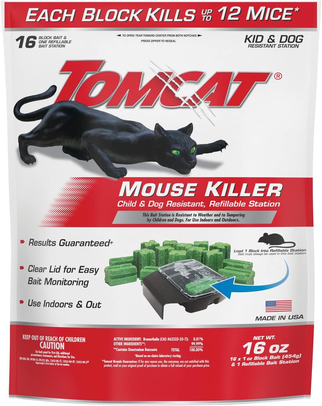 Tomcat Mouse Killer, Child & Dog Resistant, Refillable Station and 16 Baits