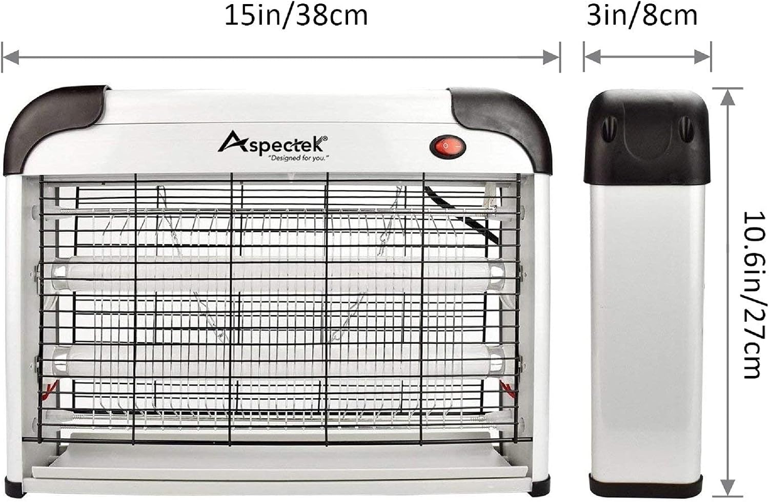 ASPECTEK 20W Bug Zapper, Electric Insect Killer for Indoor and Covered Outdoor, Mosquito, Fly and Moth Trap with Protective Mesh and Hanging Chain for Versatile Setup at Home, Patio and Garage