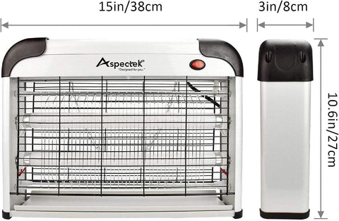 ASPECTEK 20W Bug Zapper, Electric Insect Killer for Indoor and Covered Outdoor, Mosquito, Fly and Moth Trap with Protective Mesh and Hanging Chain for Versatile Setup at Home, Patio and Garage