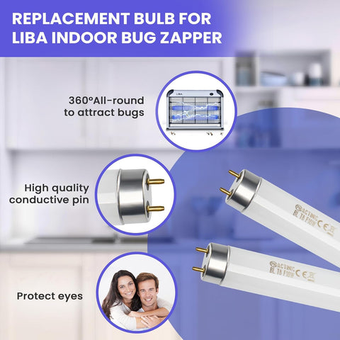 LiBa Bug Zapper Replacement Bulb 10W 2-Pack, UV Lamp for 20W Indoor Zapper