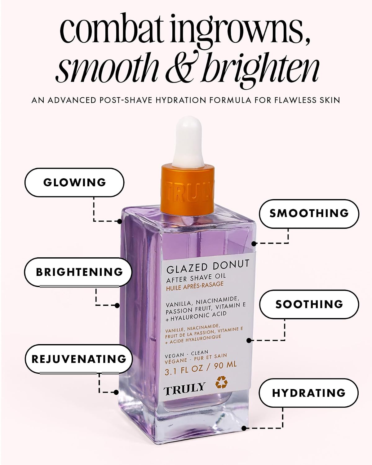 Truly Beauty Luxury After Shave Oil | Soothing Treatment for Sensitive Skin | Hyaluronic Acid & Niacinamide | Women's Hydrating Post-Shave Oil for Ingrown Hairs | Bikini Line, Underarms & Legs