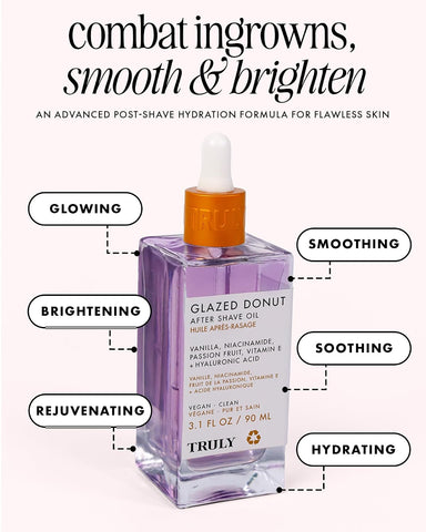 Truly Beauty Luxury After Shave Oil | Soothing Treatment for Sensitive Skin | Hyaluronic Acid & Niacinamide | Women's Hydrating Post-Shave Oil for Ingrown Hairs | Bikini Line, Underarms & Legs